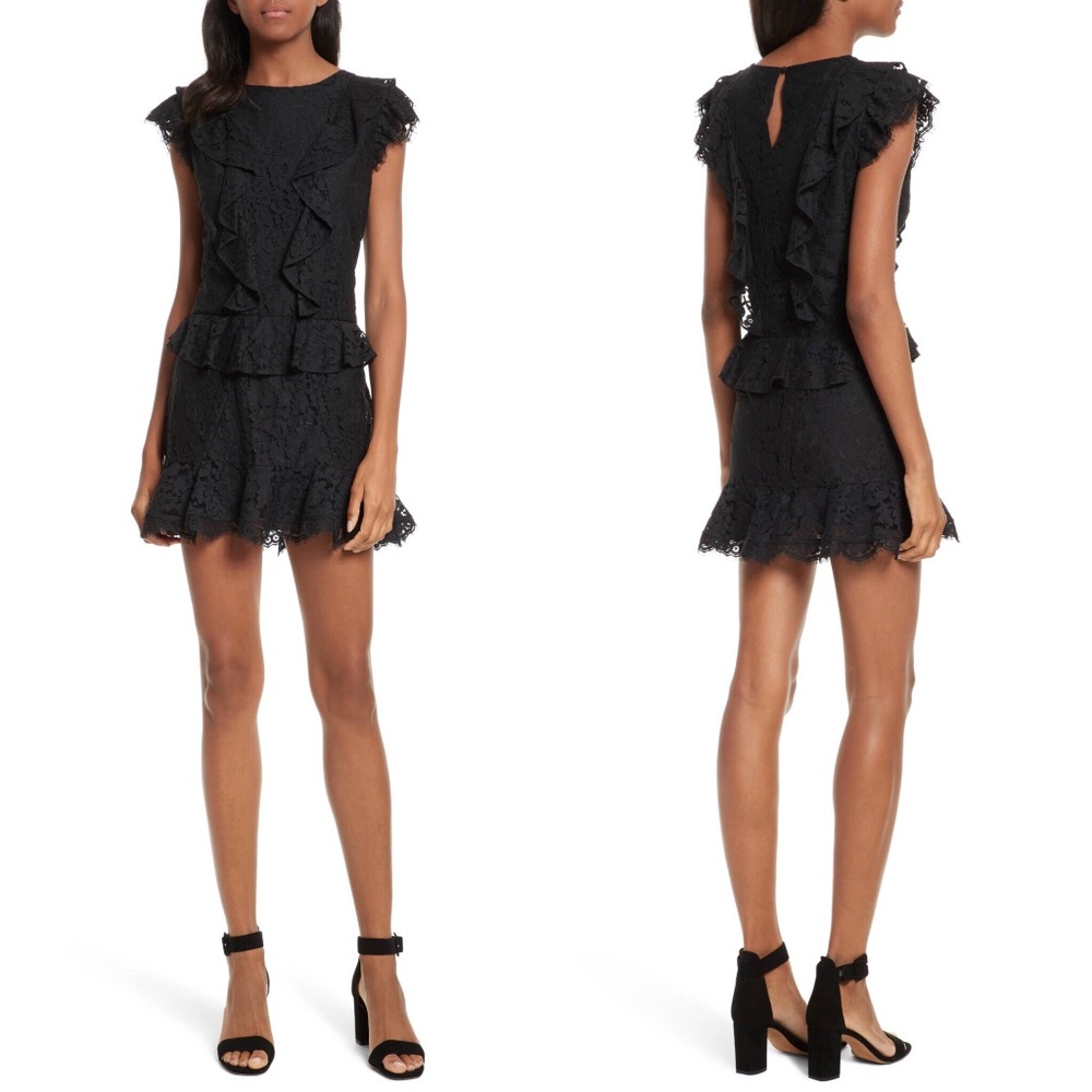 🚫SOLD🚫JOIE Acostas Dress Black Lace Ruffle - Picture 3 of 8